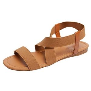 SANDALUP Ankle Elastic Sandals Brown Brown 7